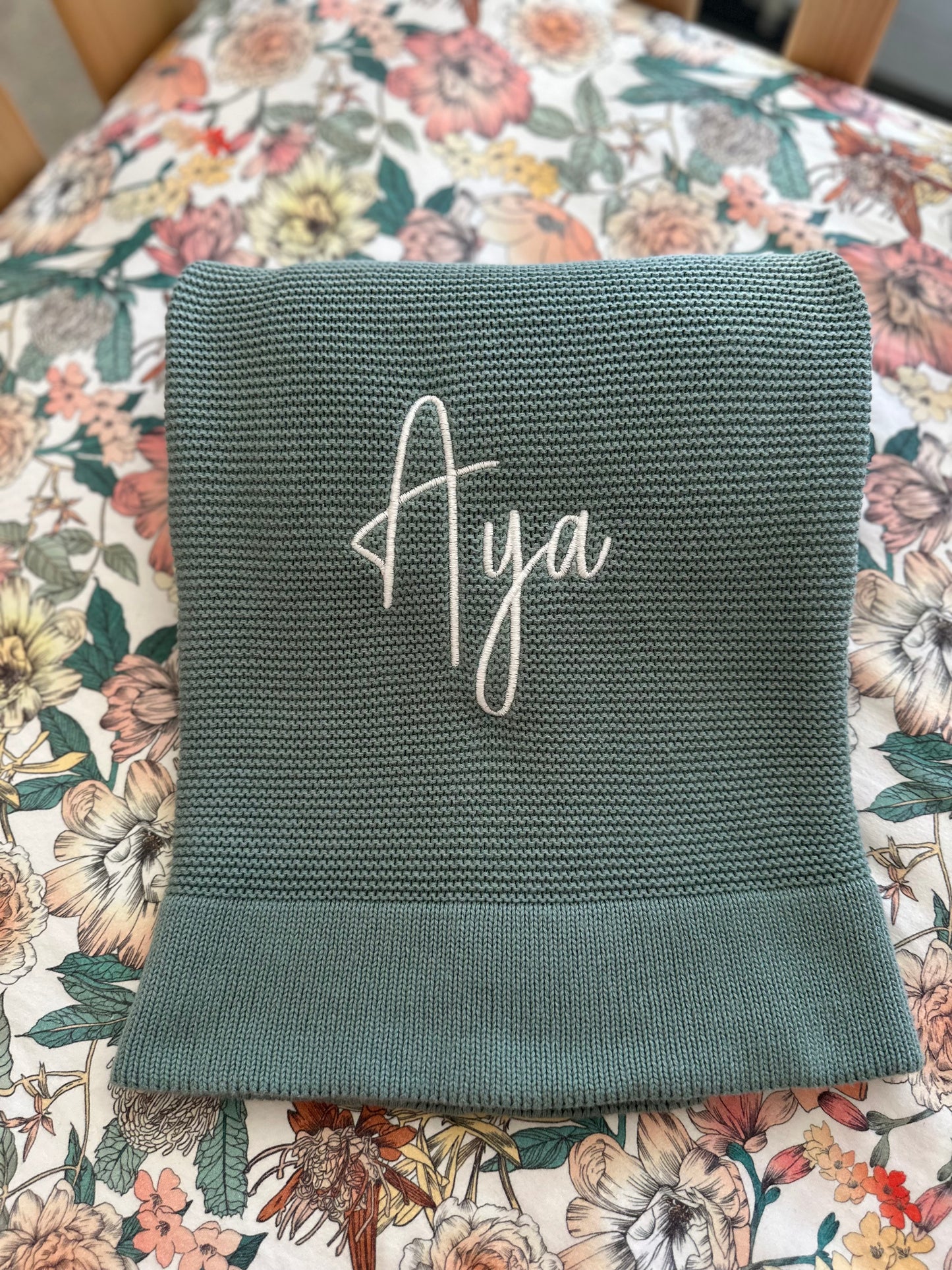 Sage personalised baby blanket