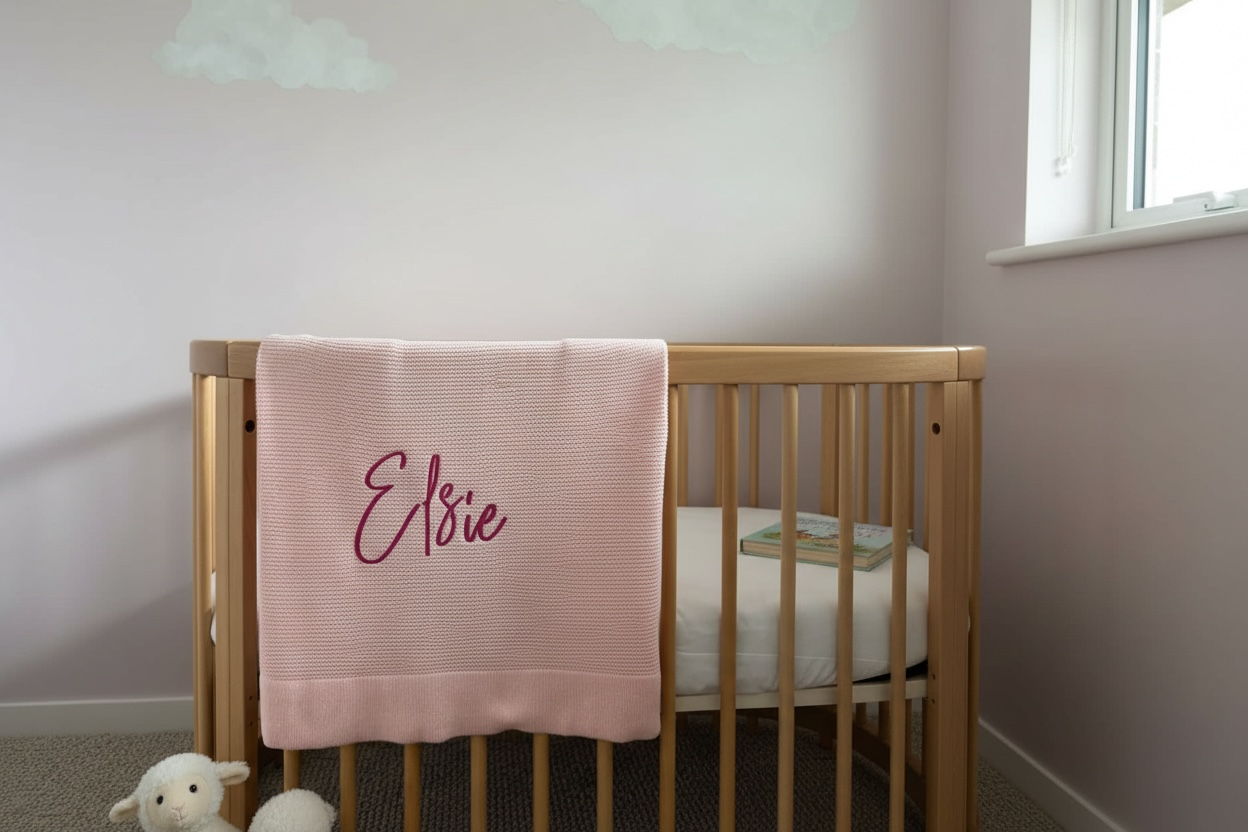 Light pink personalised baby blanket