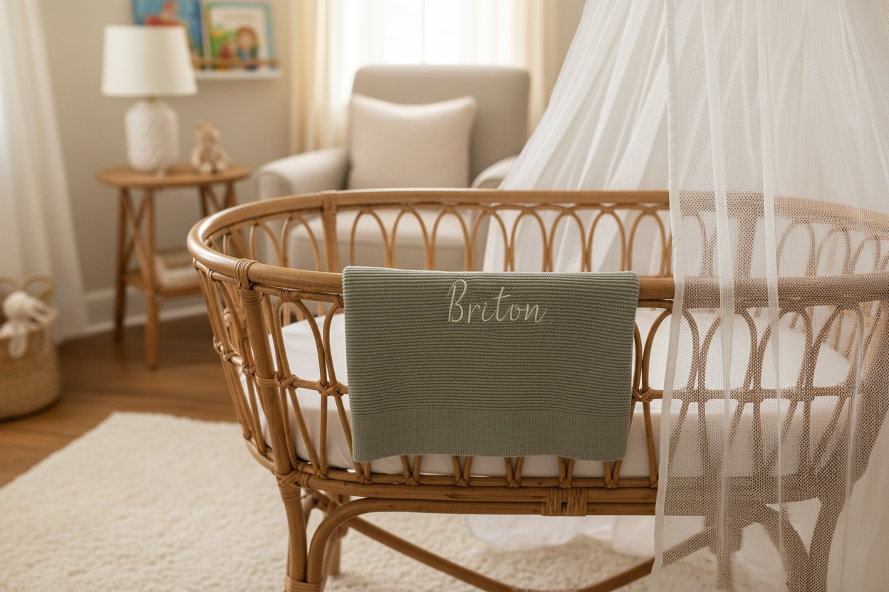 Grey personalised baby blanket
