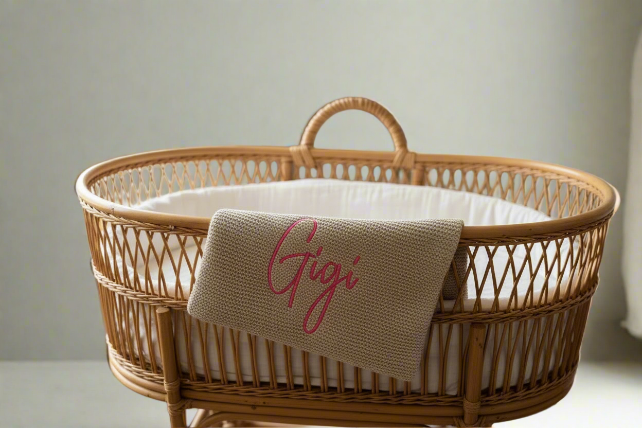 Oatmeal personalised baby blanket