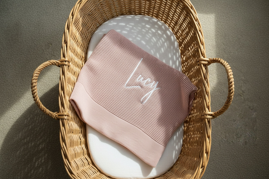 Dusty pink personalised baby blanket