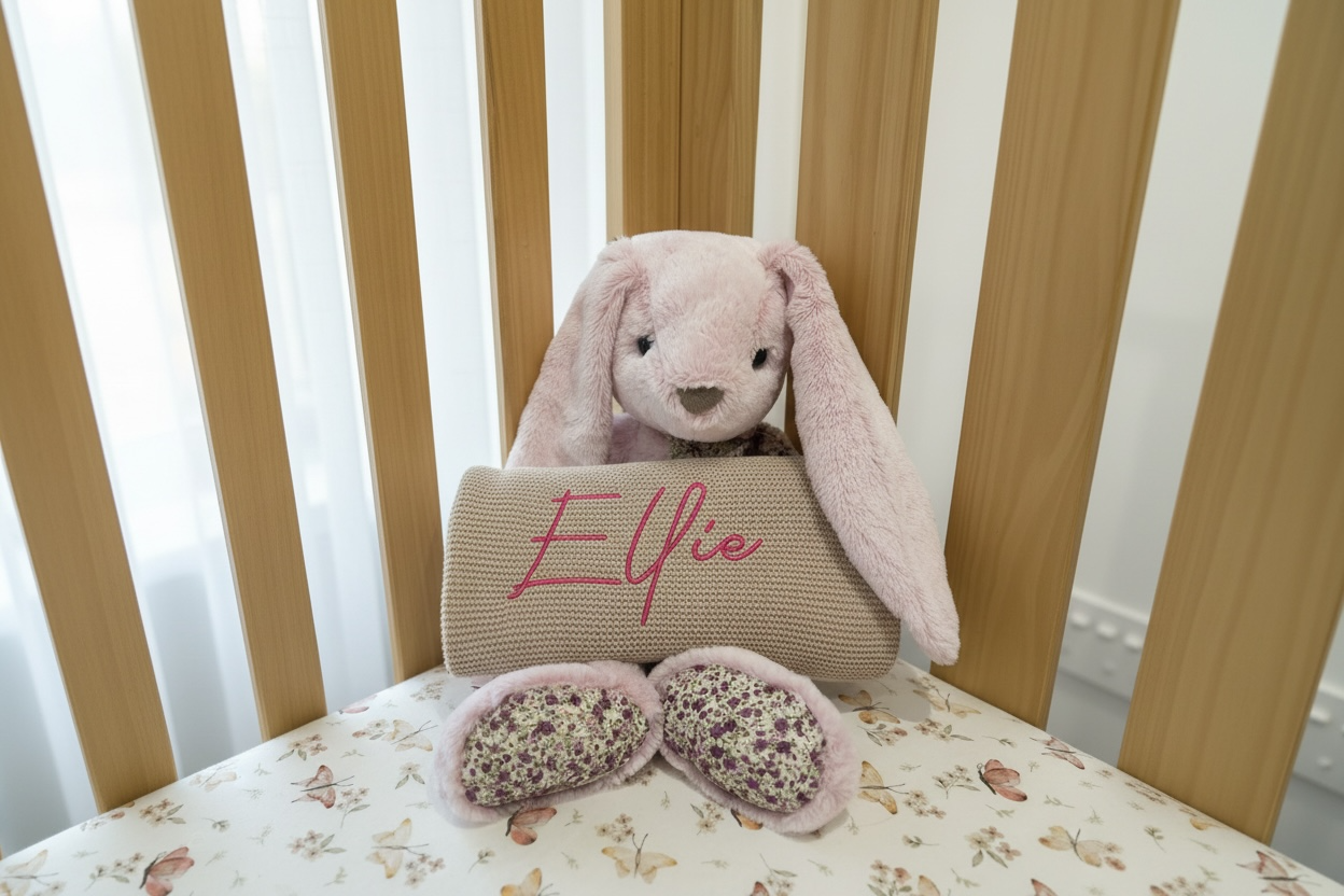 Oatmeal personalised baby blanket