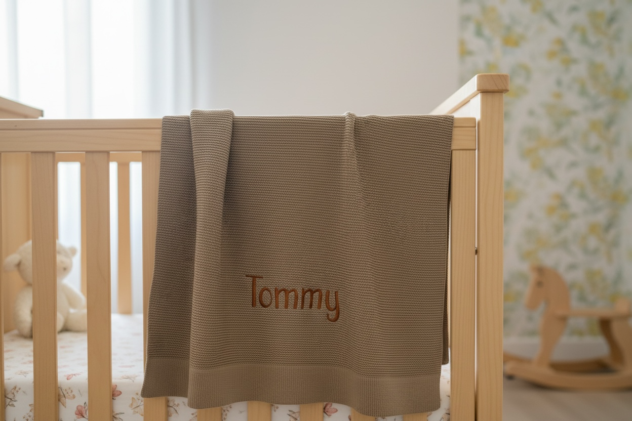Chocolate brown personalised baby blanket
