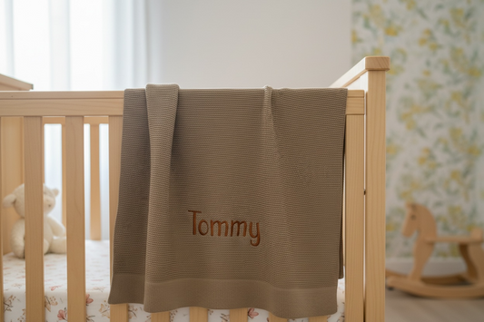 Chocolate brown personalised baby blanket